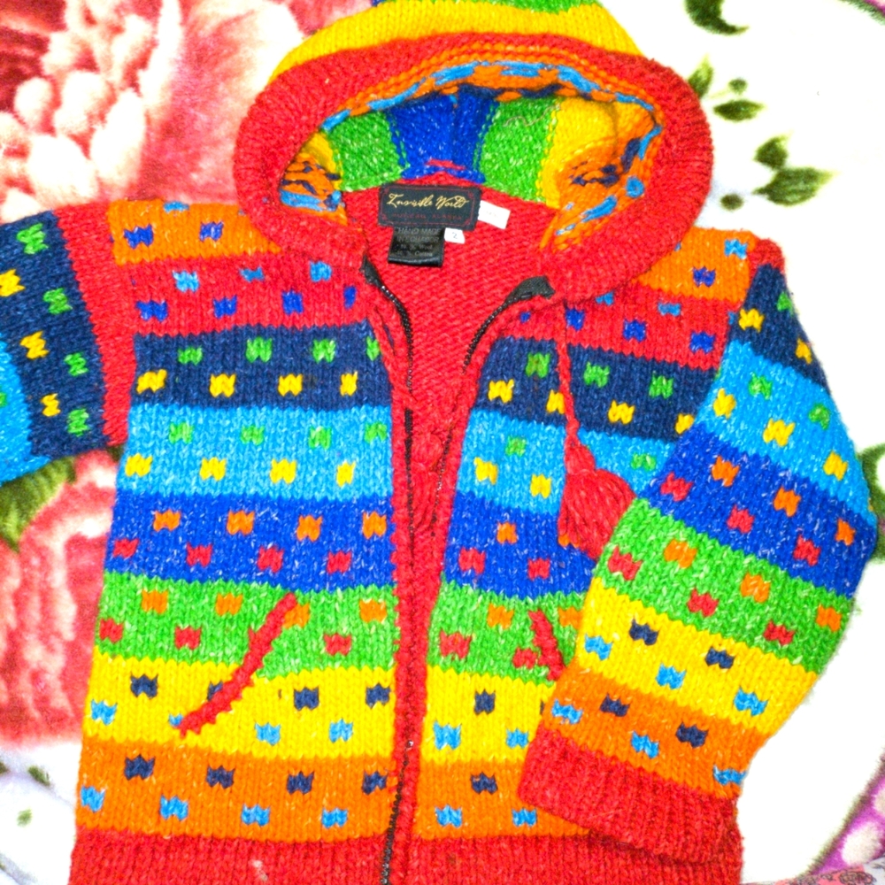 Knitted Bright Colorful Toddler Hoodie Sweater